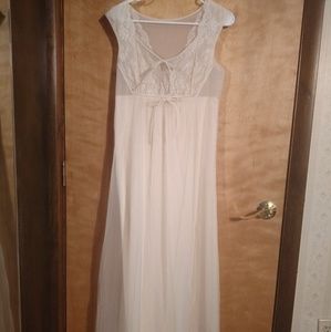 Vintage Lace Chiffon Shadowline Ivory Nightgown